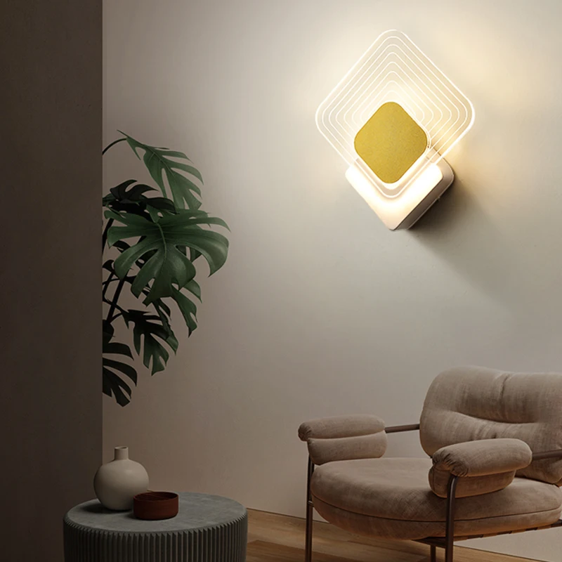 

Modern Minimalist Wall Lamps Living Room Bedroom Bedside 12W AC96V-260V LED Sconce black white Lamp Aisle Lighting decoration