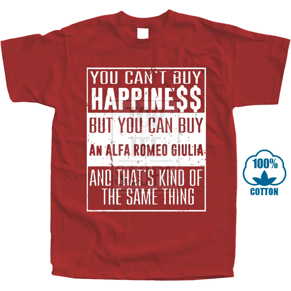 Red Tshirtshark You't Buy Happiness Alfa Romeo Giulia футболка с сердечками и машинками для влюбленных 015283 - Color: Red