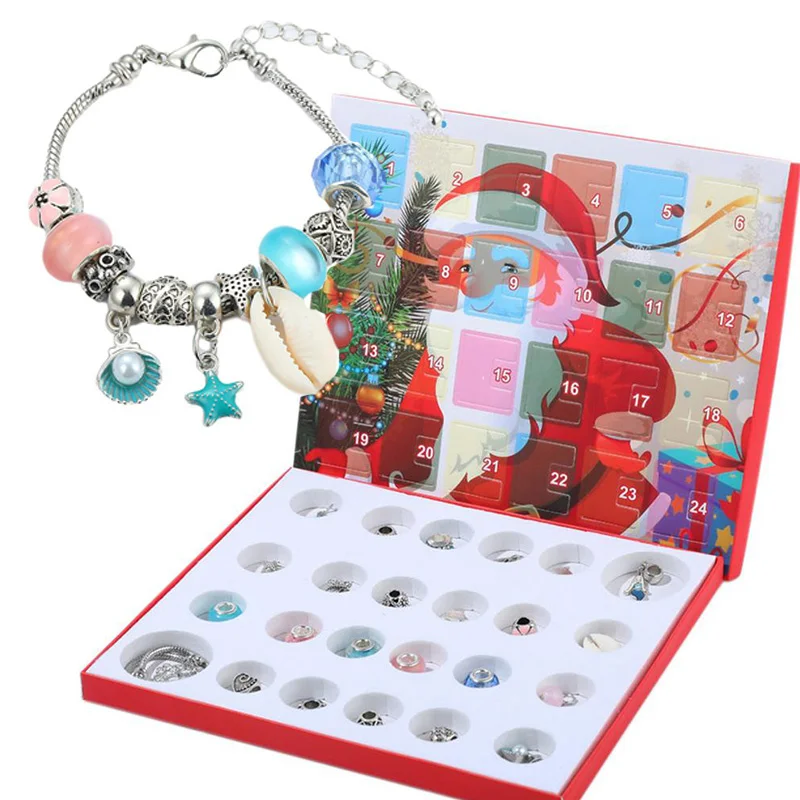 

Wonderful Christmas Gift for Children Christmas Countdown Calendar DIY Jewelry Advent Calendar Set DIY Bracelet Accessory Set
