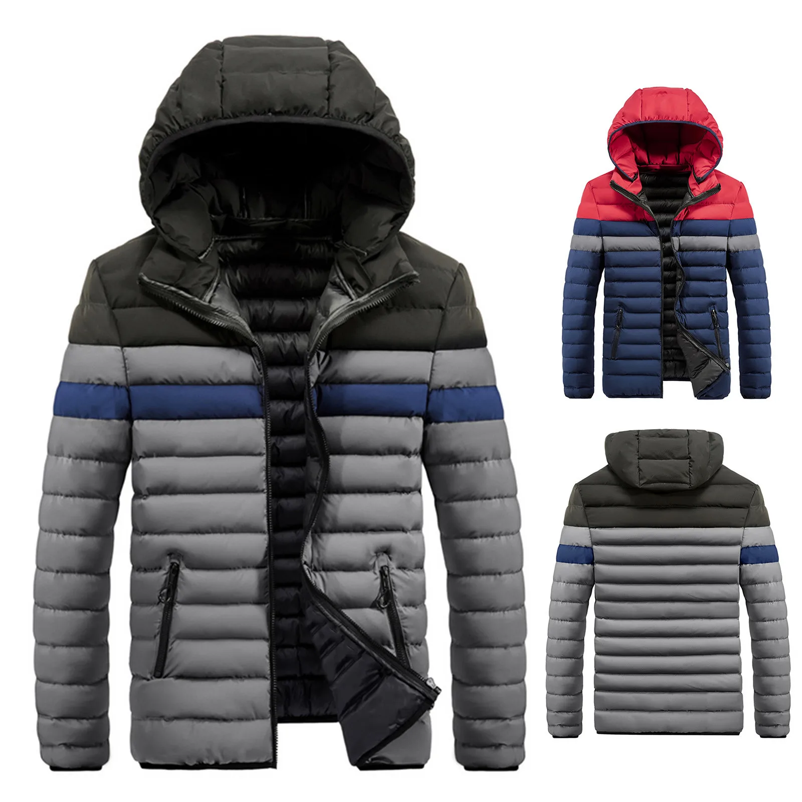 

Мужской Модный повседневный пуховик с прострочкой осень-зима парка с длинным рукавом и капюшоном на молнии подходящие цвета куртки Chaquetas