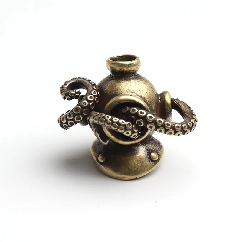 

Brass Diving Helmet Octopus Knife Beads Outdoors DIY Tools EDC Lanyard Pendants Key Rings Accessories