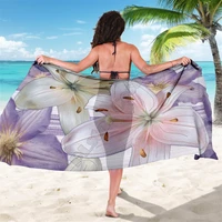 pink and purple flowers sarong 3d printed towel summer seaside resort casual bohemian style beach towel