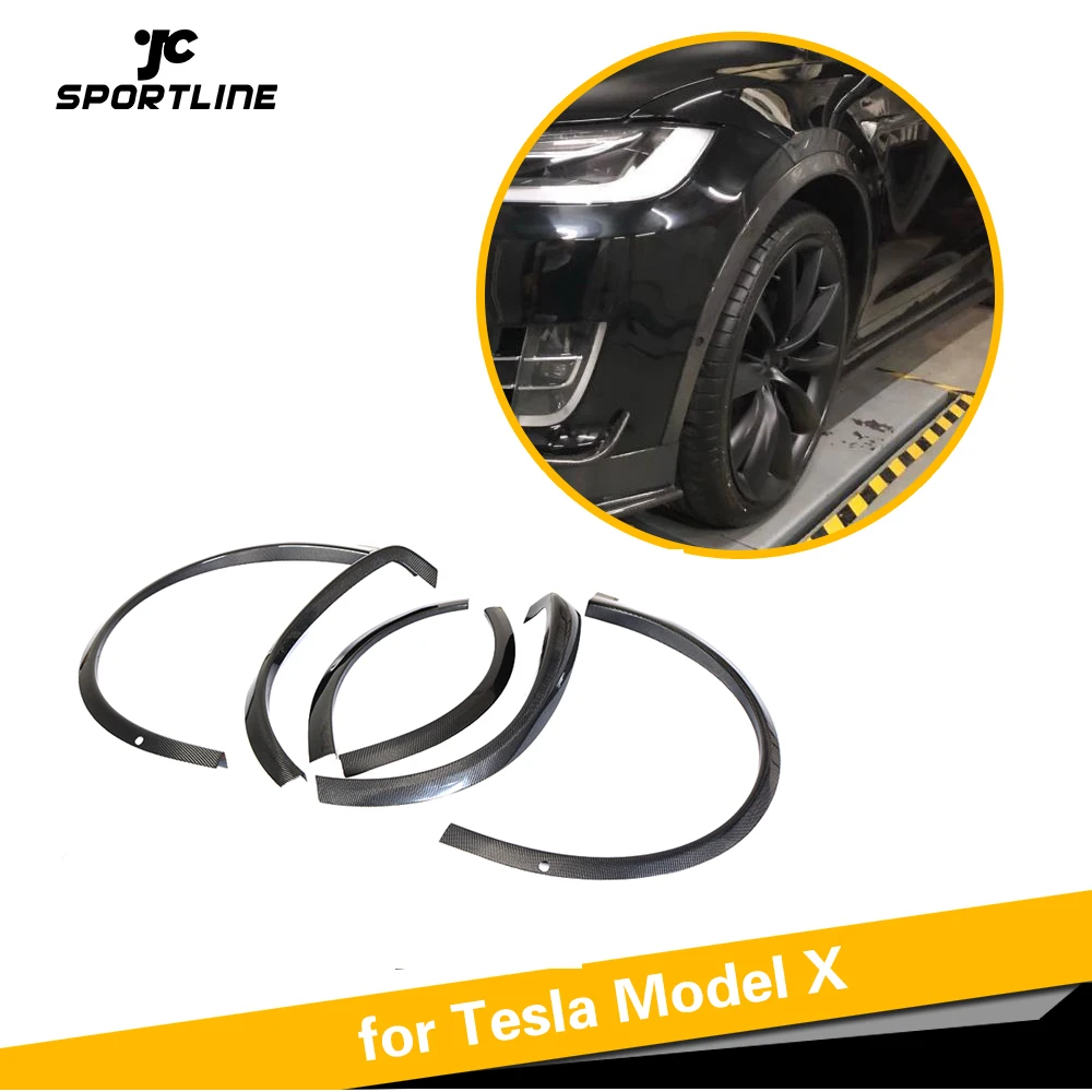 For Tesla Model X 2016 - 2018 Carbon Fiber Arch Trims Wheel Eyebrow Fender Flare Car Styling Mud Splash Guards | Автомобили и