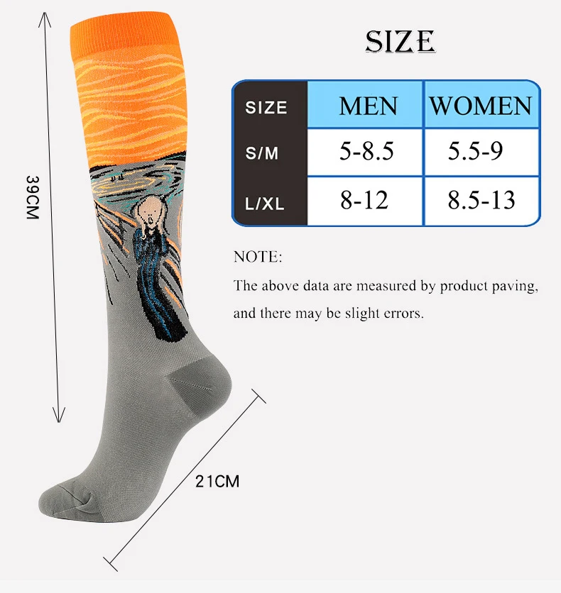 Compression Socks Women Medical Famous Oil Painting Mona Lisa Nylon Running Outdoor Sports Socks Cycling Socks Wholesale