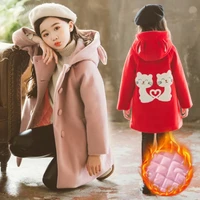 girls babys kids wool coat jacket 2021 cartoon warm thicken plus velvet winter autumn cotton%c2%a0woolen childrens clothes