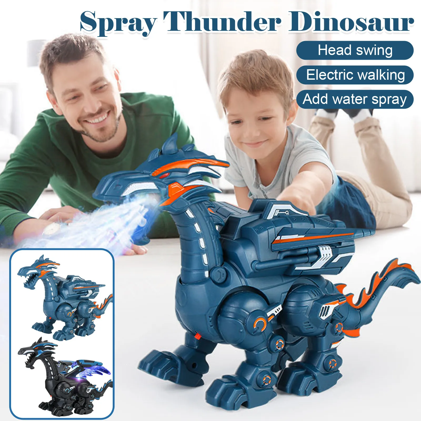 

Robotic Dinosaur with Mist Spray, Interactive Electronic Fire Breathing Dragon, Intelligent Walking T-rex Toy Gift for Kids