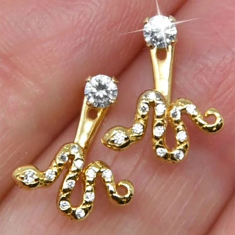 

AIDE High Quality Fashionable Snake Zircon Ear Studs Earrings For Women Girl Wedding Party Jewelry Earing aros plata 925 mujer