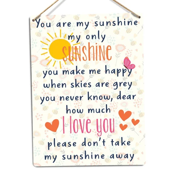 

You Are My Sunshine - Hearts Love Girls Friends Vintage Metal Tin Sign Retro Tin Plate Sign Wall Art Decor 20*30cm