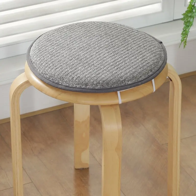 Grey-Rattan Табурет Круглая Подушка Нескользящая печать мягкий открытый обеденный стул ротанг коврик и губка домашний декор простые шелковые напольные подушки 1P - Цвет: Grey-Rattan