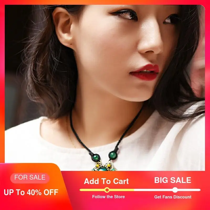 ethnic necklace for women rope chain bronze alloy star green color bead yellow stone pendant vinatge jewelry fashion 2018 | Украшения и
