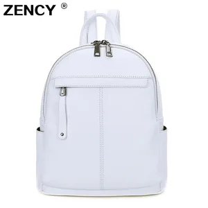 Женский рюкзак ZENCY из 100% натуральной коровьей кожи, первый слой из воловьей кожи, подарки для жены, белые рюкзаки, дорожная школьная сумка для покупок