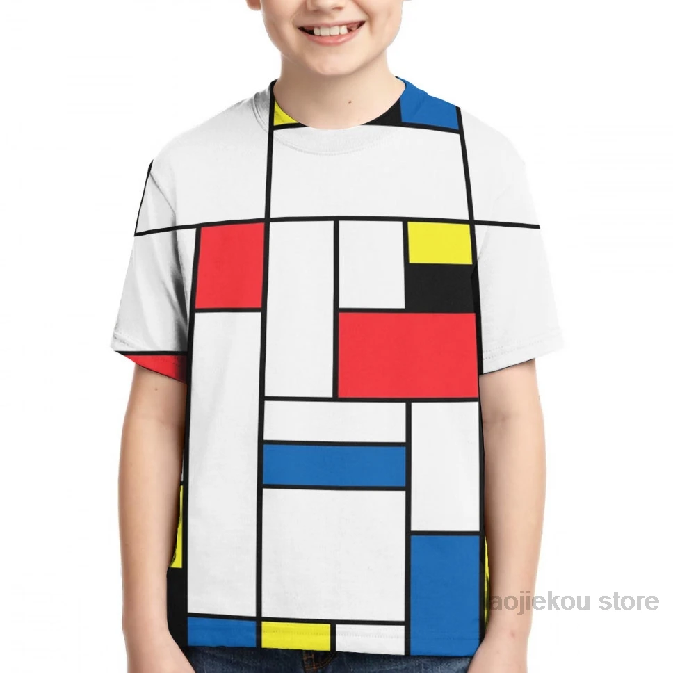 Boy Mondrian/Мужская футболка женская модная футболка для девочек с принтом летние футболки с короткими рукавами для мальчиков - Цвет: Boy