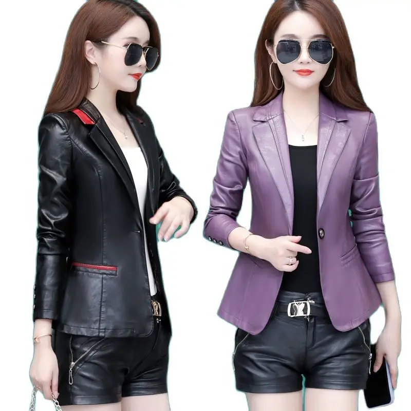 Chaquetas de cuero para mujer, traje corto de talla grande, abrigos de cuero, chaqueta negra, ropa de motorista, 2021
