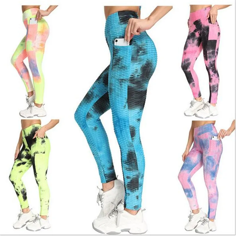 

Женские штаны для йоги с принтом, утягивающие длинные штаны с высокой талией и боковыми карманами для спортивной одежды