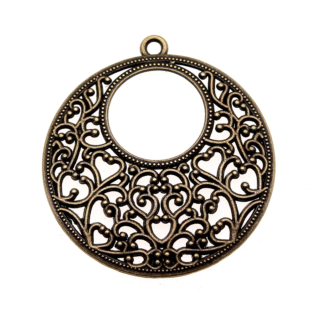 

4pcs 41x38mm Round Filigree Charms Jewelry Findings Hollow Charms For Earring Making Hollow Carved Charms Fit Earrings