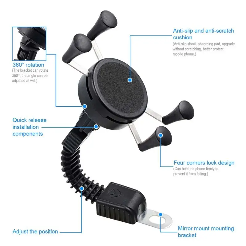 Держатель кронштейна для крепления зеркала заднего вида на мотоцикл мобильного