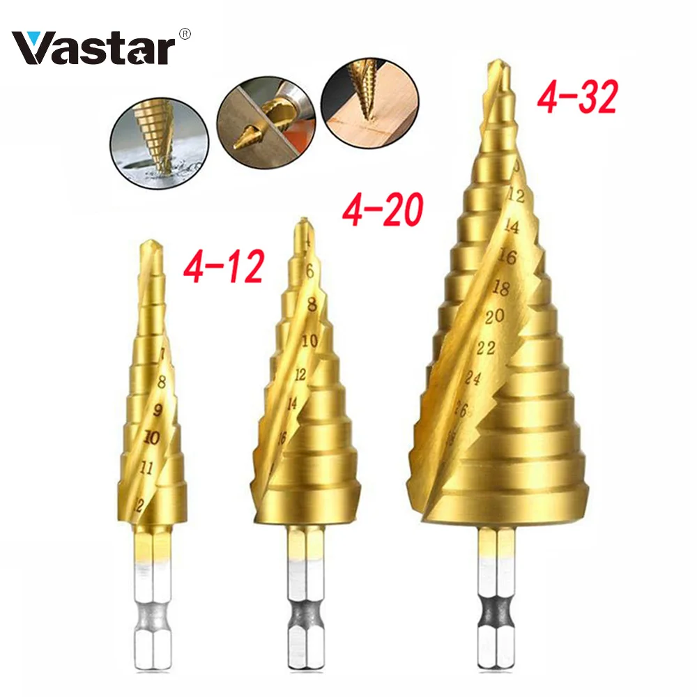 Vastar 3 предмета одежды в комплекте на возраст от 4 до 12 лет/20/32 мм HSS Спиральная рифленая центровочное сверло карбида вольфрама с покрытием Алюминий Мини-дрель аксессуары Титан шарошечное буровое долото с резьбовой головкой