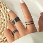 Панк кольца на палец минималистичные гладкие черные кольца геометрические металлические кольца для женщин девушек вечерние ювелирные изделия Bijoux Femme