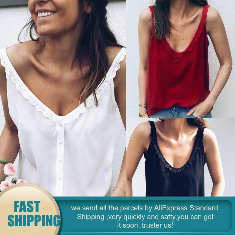 Повседневные свободные топы на бретелях белые сексуальные для женщин кружевной