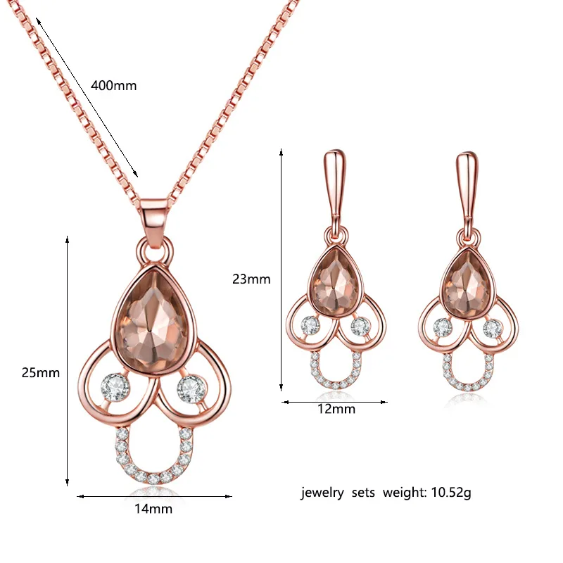 

L44 Personalized exquisite flower necklace pendant earring set accessories two-piece bridal jewelry