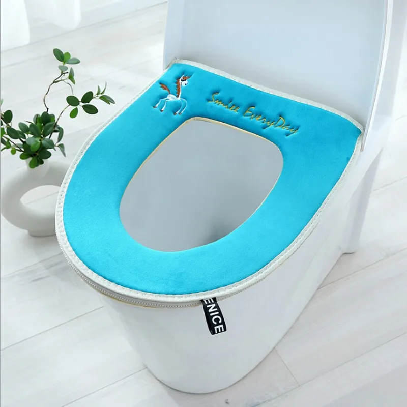 

Fashion Style Soft Handle Cartoon Pony Pattern Zipper Toilet Seat Pad Waterproof Flannel Cushion Cover