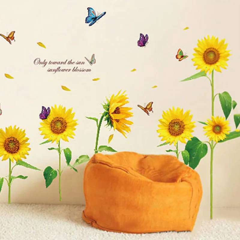 60*90 см Подсолнух Настенная Наклейка для дома гостиной спальни фоновое украшение |