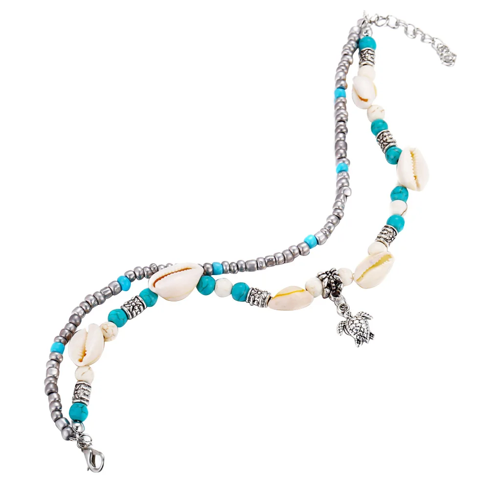 Женский богемный браслет на лодыжку ручной работы с подвесками в виде морской