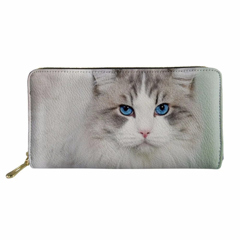 

Кошелек женский из искусственной кожи, на молнии, с изображением кошки