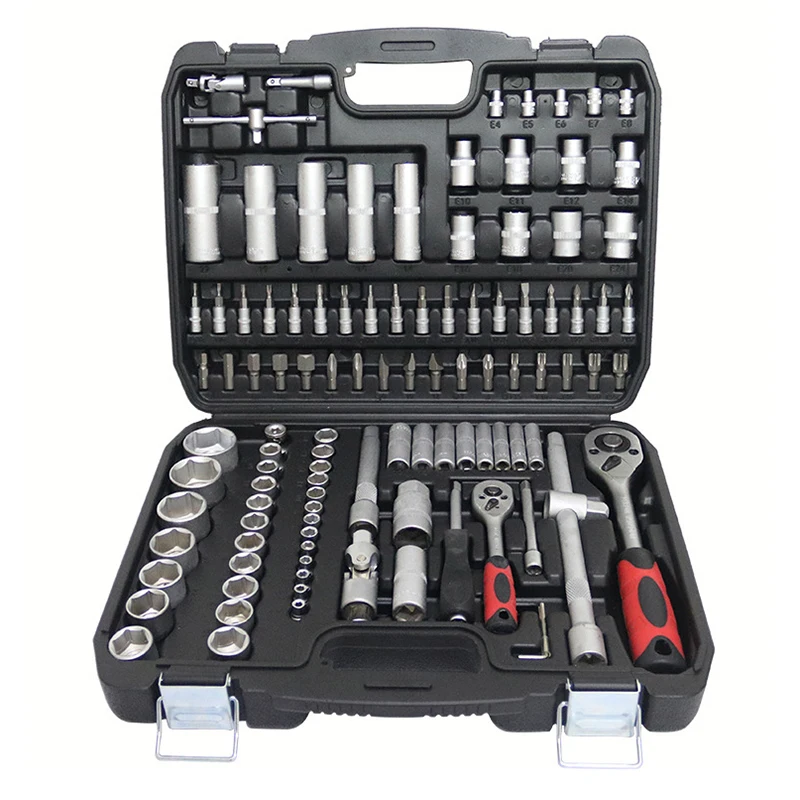 108PC Hand Tool Sets Car Repair Tool Kit Set Workshop Mechanical Tools Box for Home Socket Wrench Set Screwdriver Kit