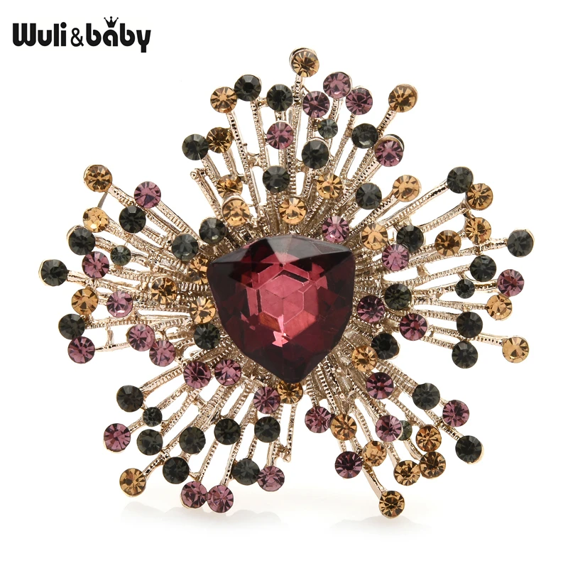 

Wuli&baby Big Classic Flower Brooches For Women Unisex 3-color Crystal Flower Office Party Brooch Pins Gifts