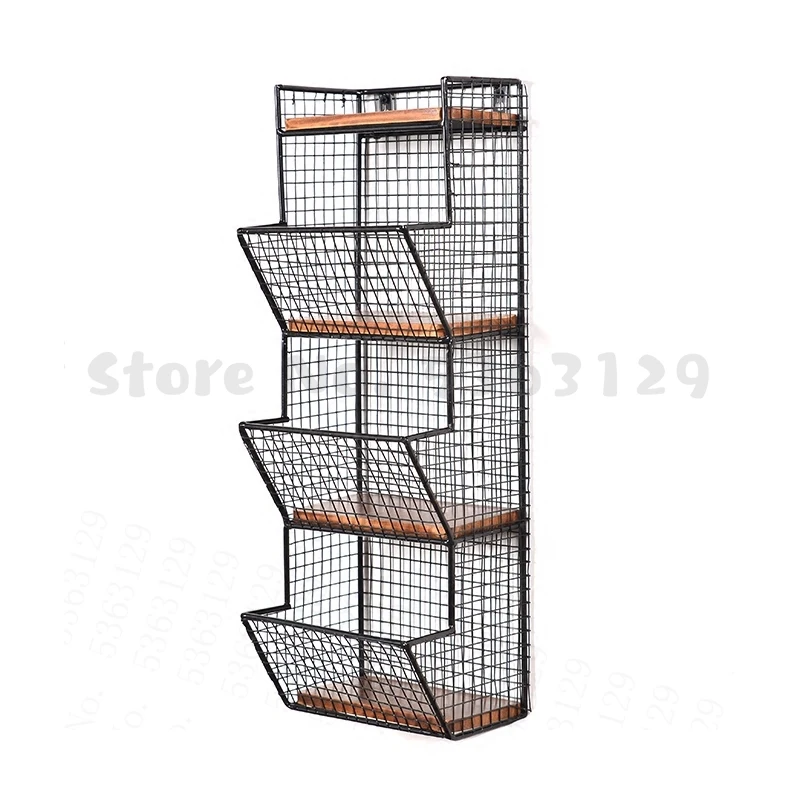 

Punching-free storage rack iron wall storage rack good air permeability solid wood wall hanging kitchen bathroom rack wall shelf