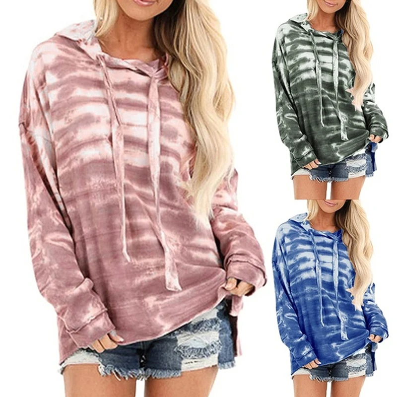 

Tie-dye Gradient Hooded Tops Women's Fashion Long-sleeved Tie-dyed Round Neck Sweatshirts Women Casual Oversized Hoodie Sudadera