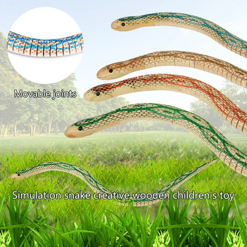 

1PC Practical Joke Garden Props Small Wiggle Wooden Snake Trick Toy for Children Kids Random Color C5AF