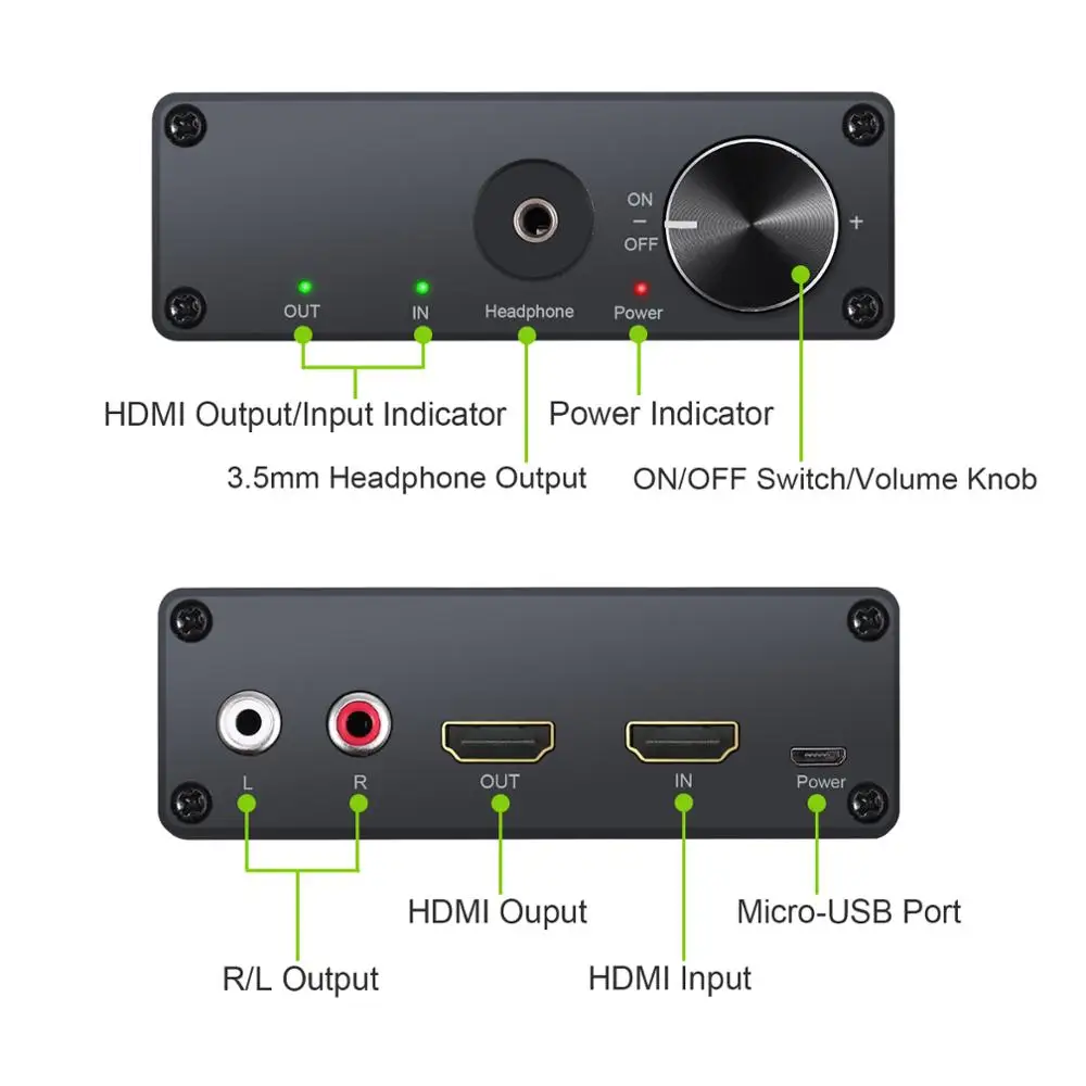 PROZOR 4K HDMI-совместимый аудио экстрактор к RCA 3 5 мм стерео конвертер сплиттер адаптер