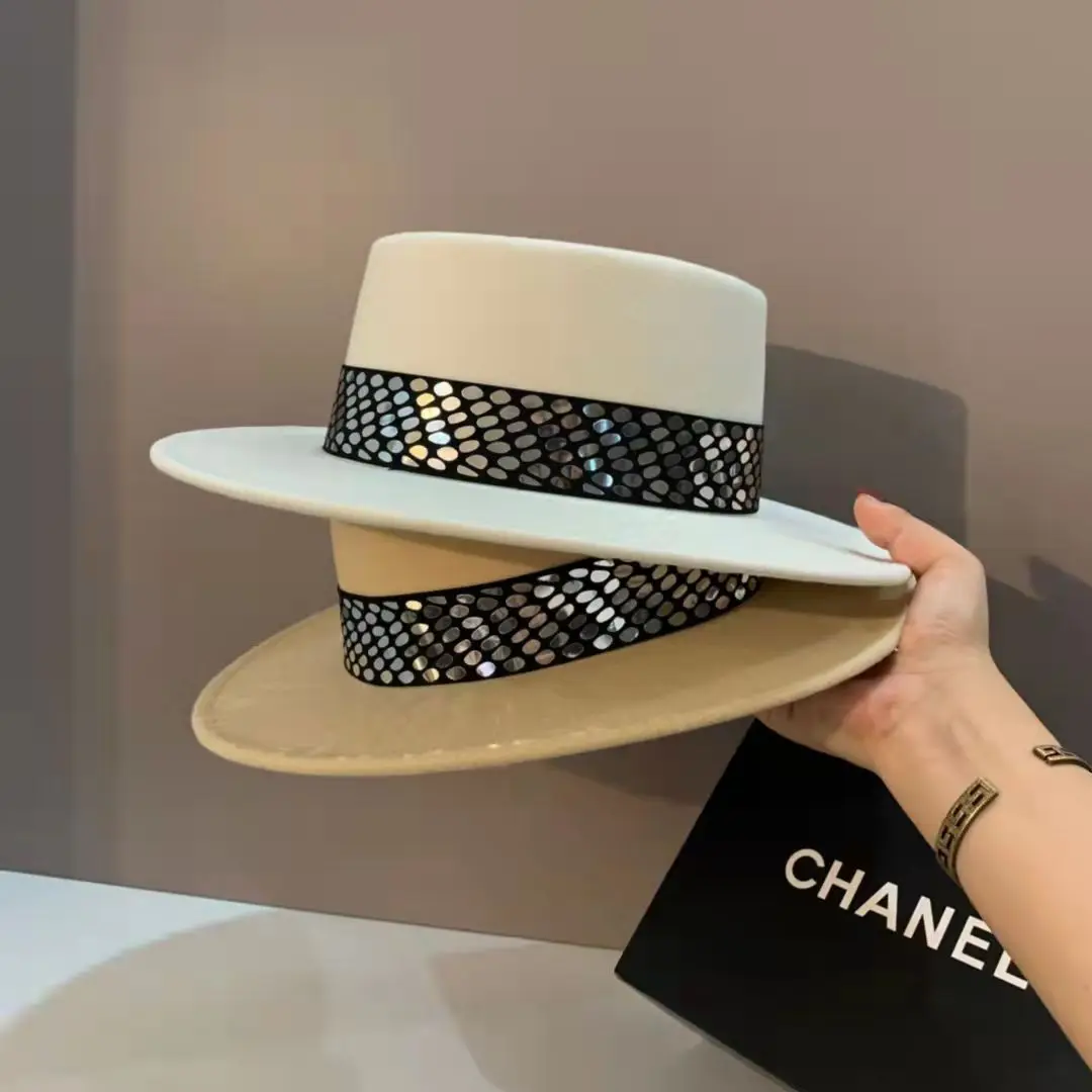 

Новинка Осень-зима 2021, модная женская верхняя шапка с блестками и ремешком, женская уличная универсальная широкая шляпа