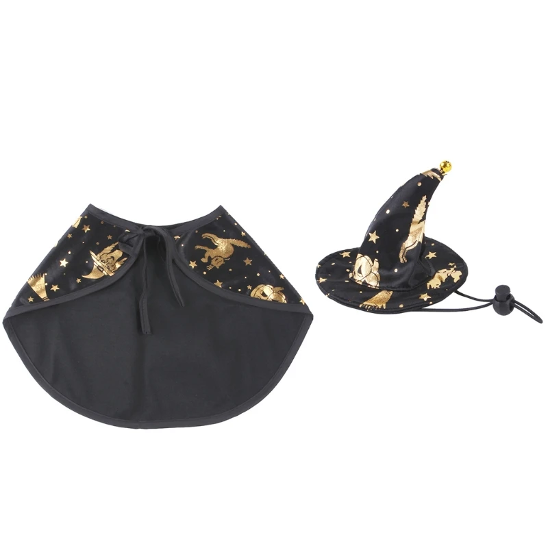 Костюм для косплея собак и кошек на Хэллоуин накидка колпачок волшебника
