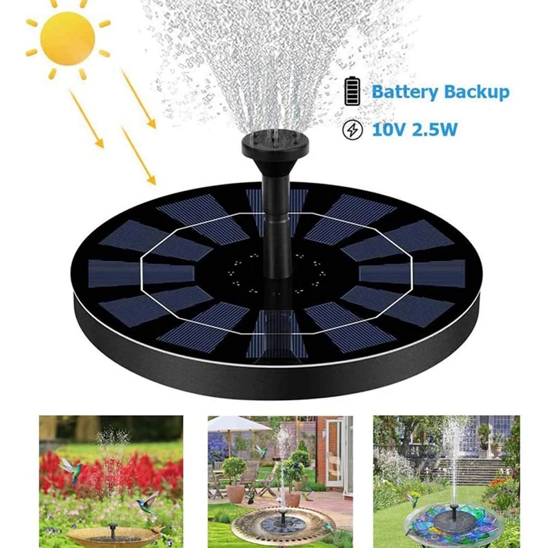 Solar Fountain Pump 2.5W Circle Floating Water Fountains Built-in Battery Backup with 6 Nozzles | Дом и сад
