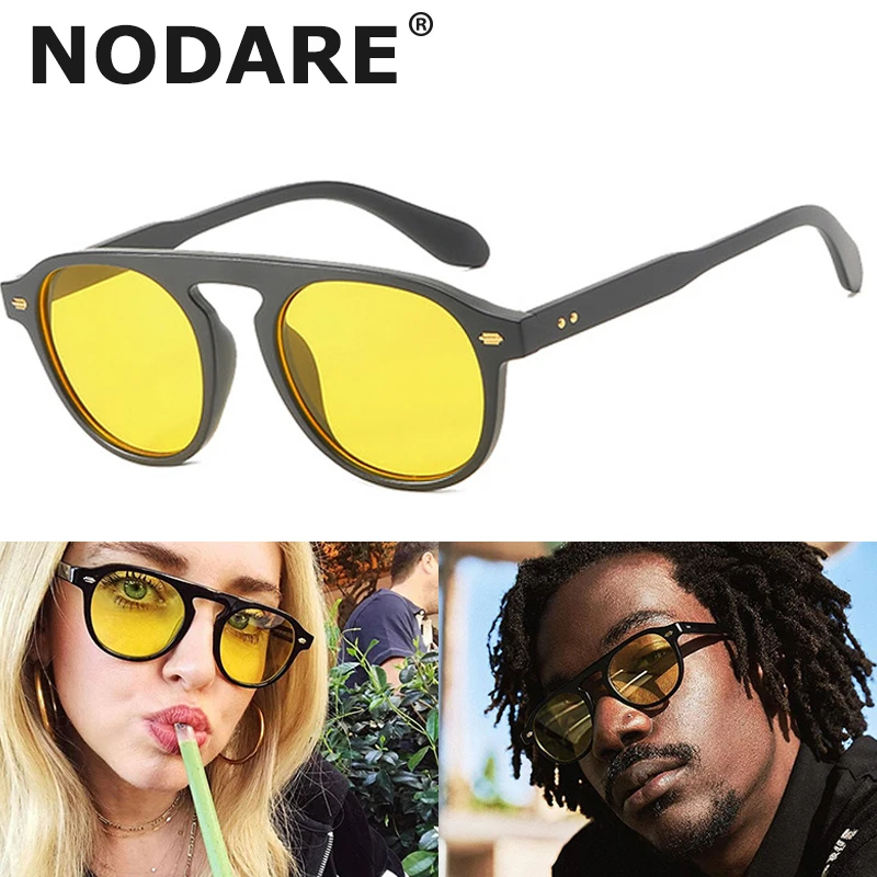 Солнцезащитные очки в круглой оправе UV400 для мужчин и женщин брендовые