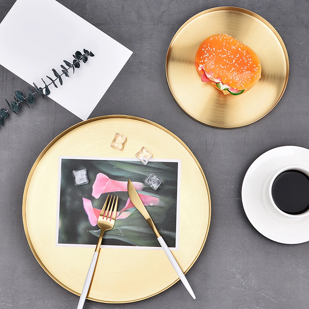 Золотой поднос для макияжа большой металлический декоративный ювелирных