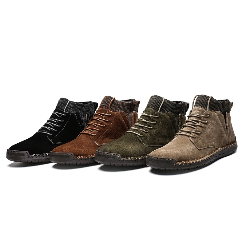 Бренд Мужские зимние сапоги теплые плюшевые тапочки мужские мотоботы на