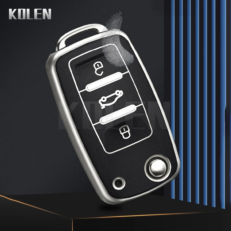 

TPU Leather Type Car Key Case Cover Fob For VW Polo Golf Passat Jetta Bora For Skoda Octavia A5 For Seat Ibiza Leon Accessories