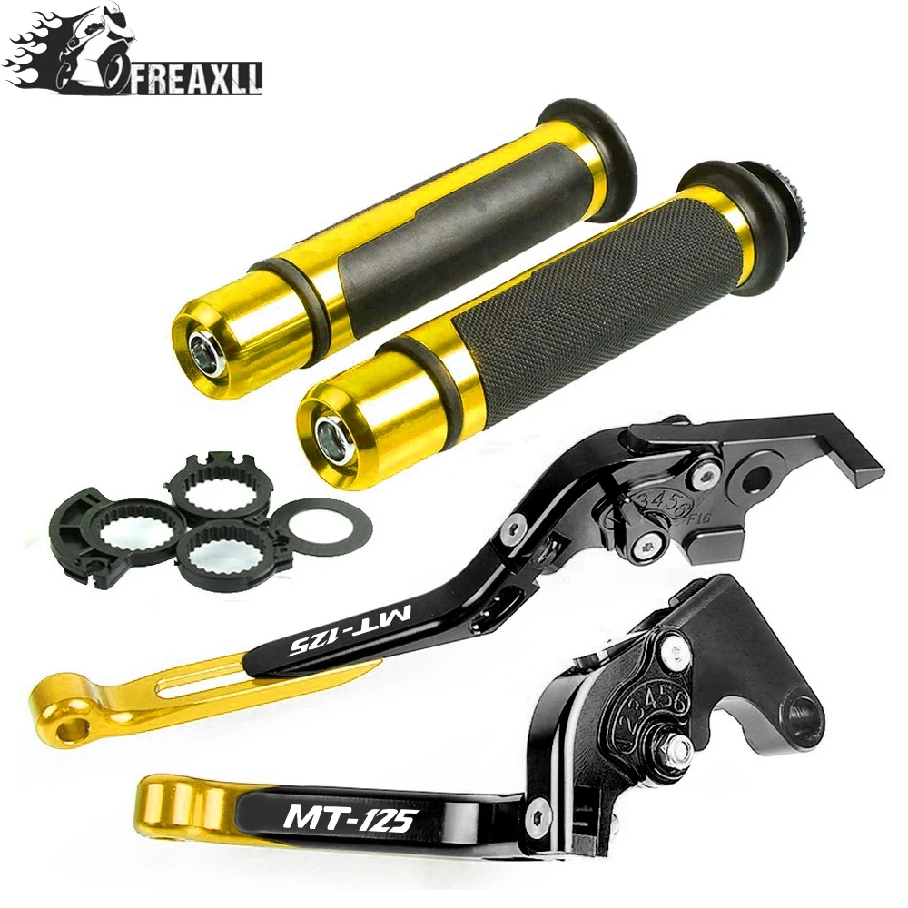 I With LOGO Motorcycle Adjustable Folding Brake Clutch Levers Handlebar Hand Grips For Yamaha For YAMAHA MT125 MT-125 MT 125 - Цвет: I With LOGO