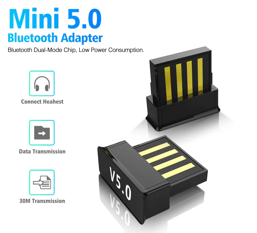 

Mini USB Bluetooth 5.0 Adapter Wireless Audio Receiver Transmitter For Windows XP/Vista/Win7/8/10