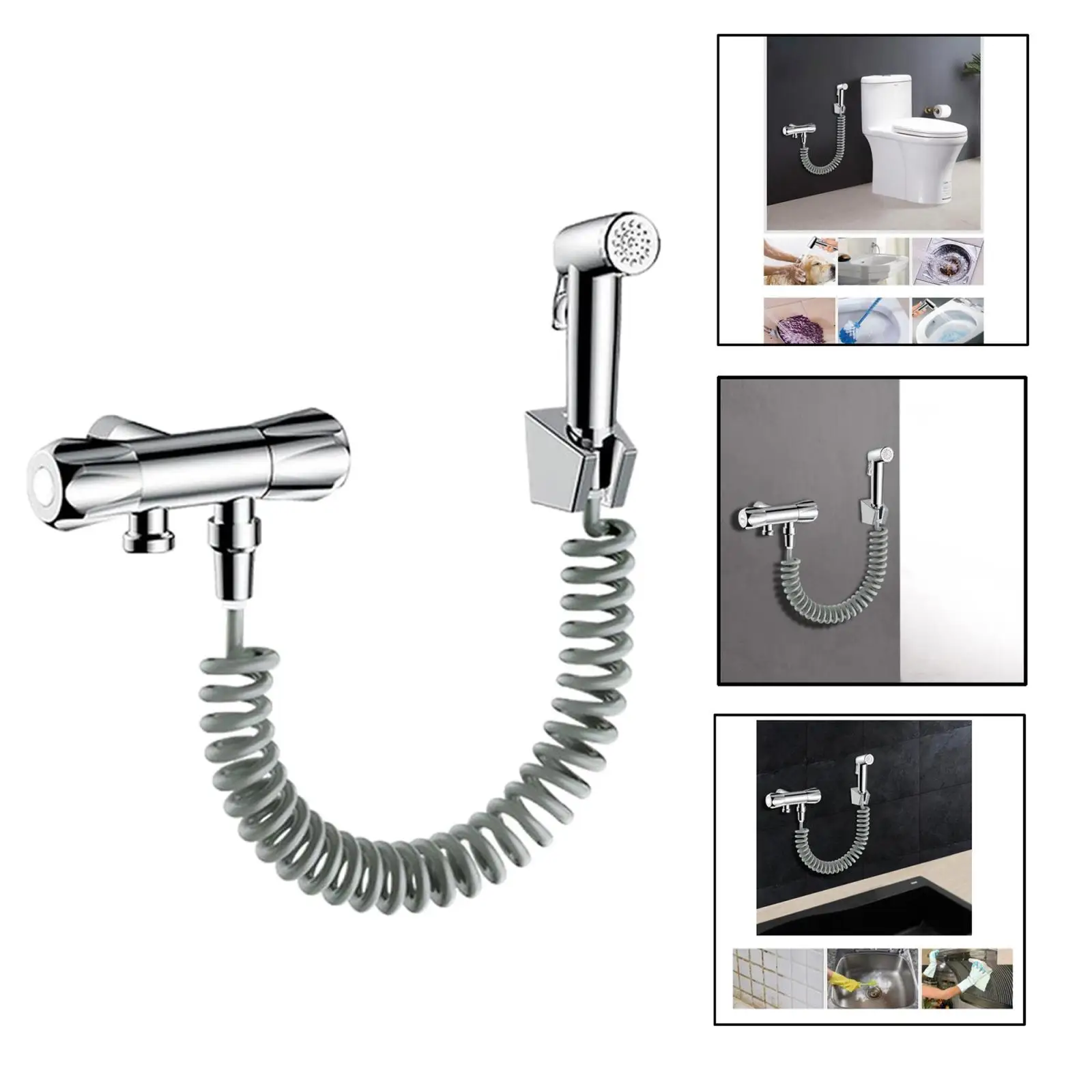 

Handheld Toilet Bidet Sprayer Set Kit Toilet Water Sprayer for Bathroom Hand Sprayer Shower Head Self Cleaning Silver