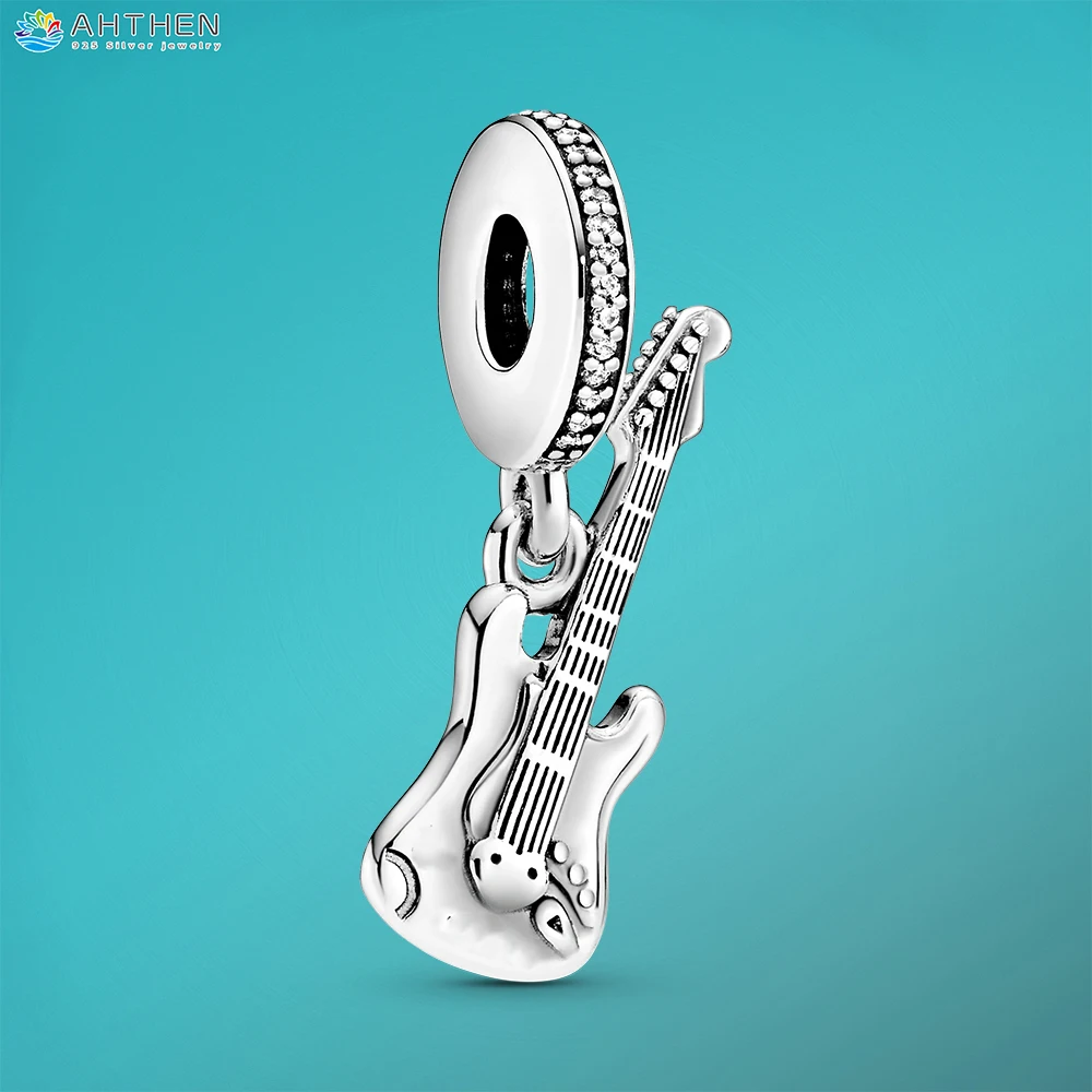 

Ahthen 925 Sterling Silver Beads Electric Guitar Dangle Charm fit Original Pandora Bracelets for Women Jewelry Making Gift
