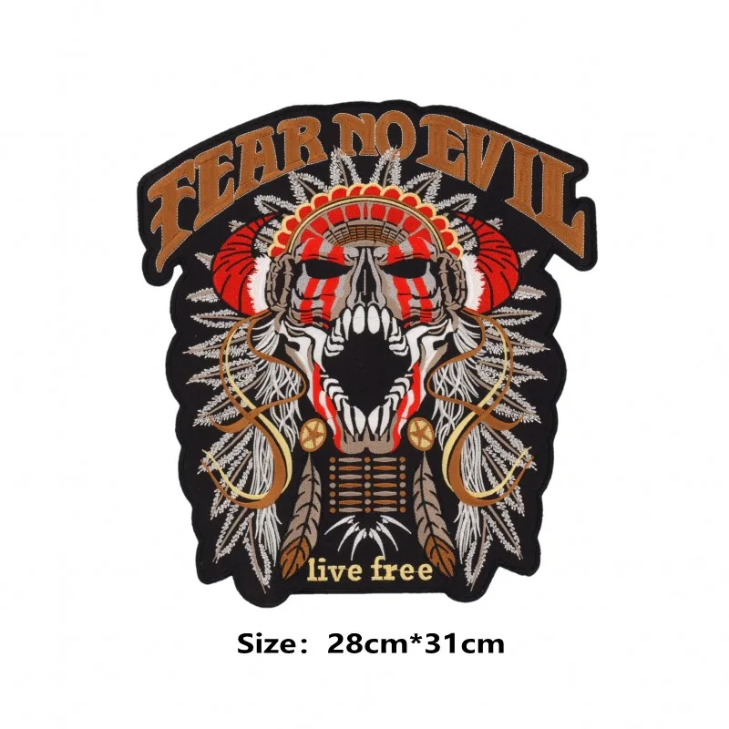 

FEAR NO EVIL Motorcycle Biker MC Patches Iron on Patches for Clothes