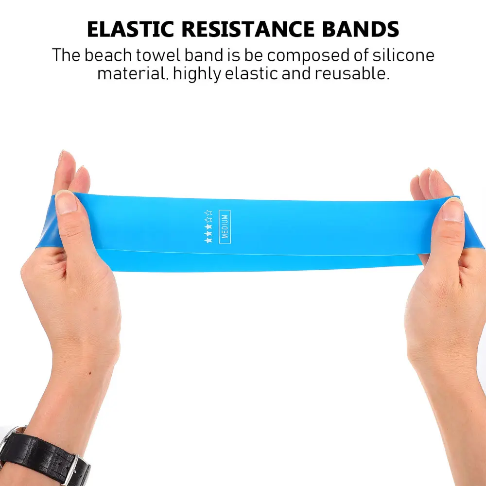 

5pcs Beach Chair Bands for Towel Durable Silicone Resistance Bands (Blue)