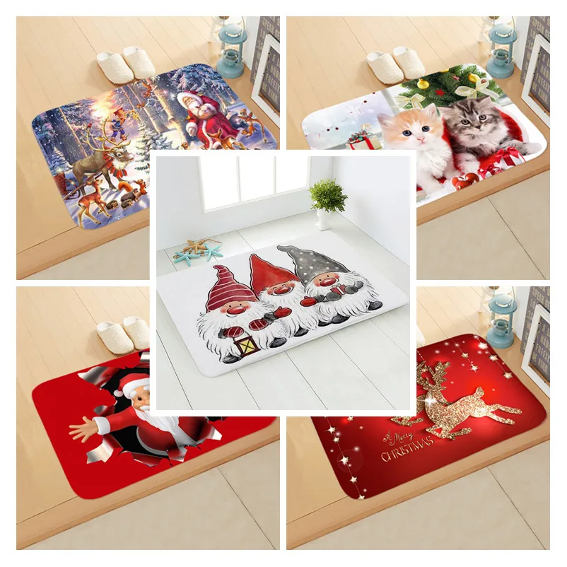 

2021 Christmas Mat Santa Doormat Ornament Pendant Merry Christmas Decor for Home Bathroom Kitchen Beddroom Noel Decor 40*60cm