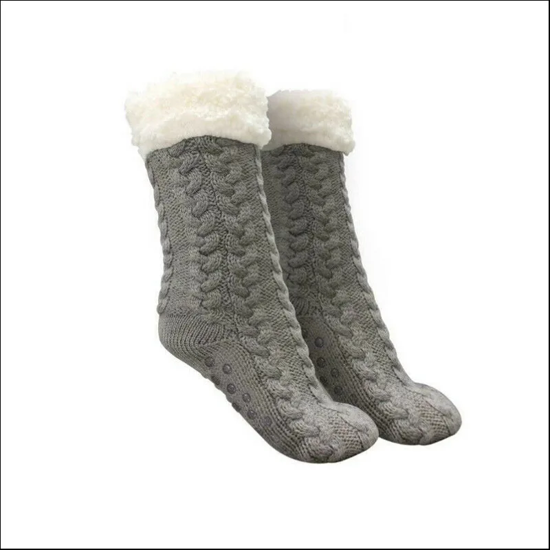 

Women's Winter Soft Warm Cozy Fuzzy Fleece-lined Xmas Gift With Grippers Slipper Thick Warm Socks