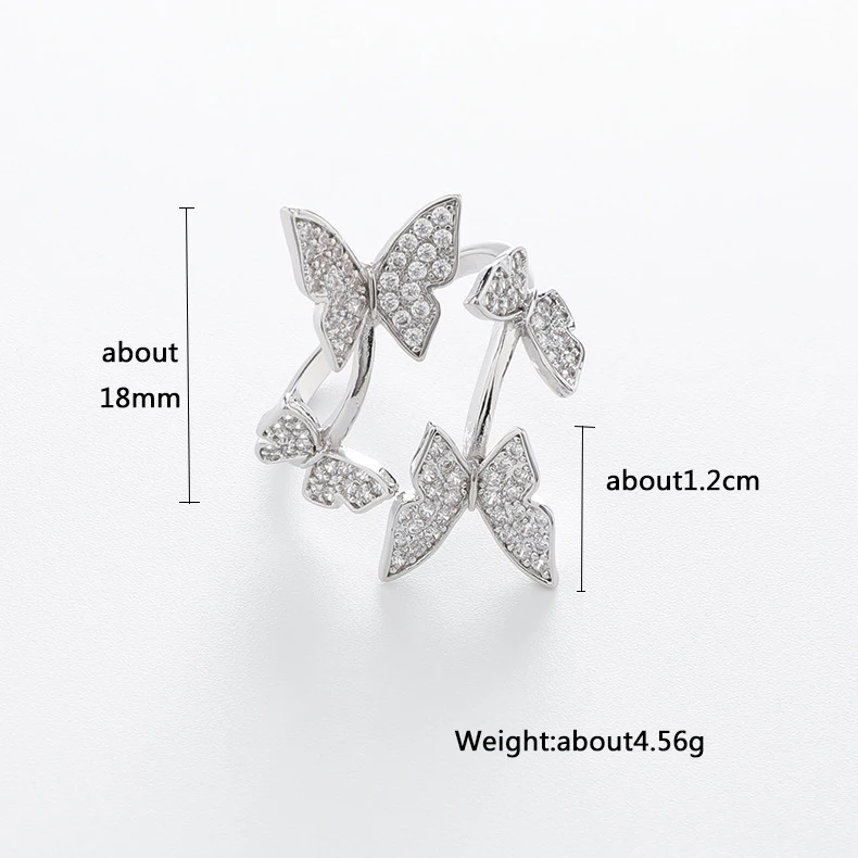 Jztop Брендовые женские роскошные Регулируемые кольца с бабочкой Модные